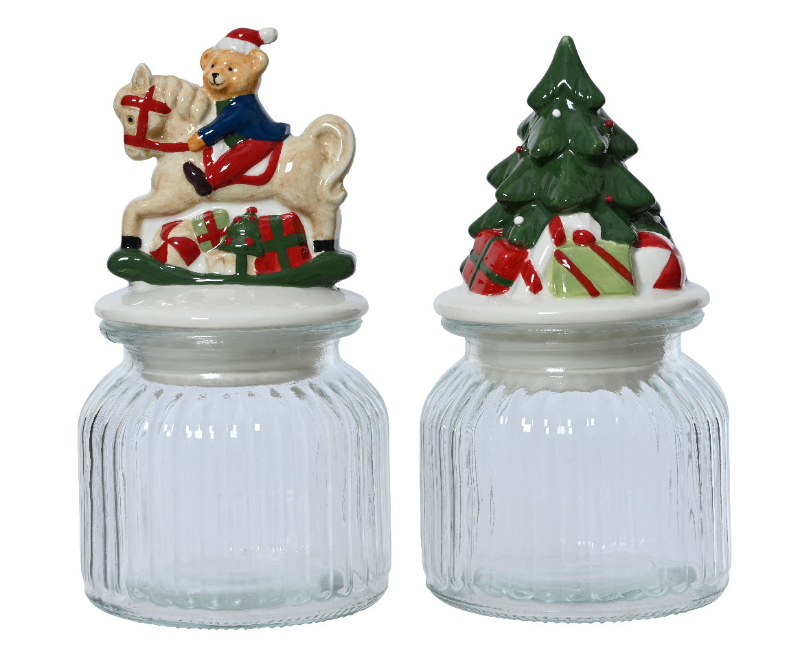 Addobbo natalizio vaso in vetro con tappo natalizio 11X20H Kaemingk Addobbo natalizio vaso in vetro con tappo natalizio 11X20H Kaemingk